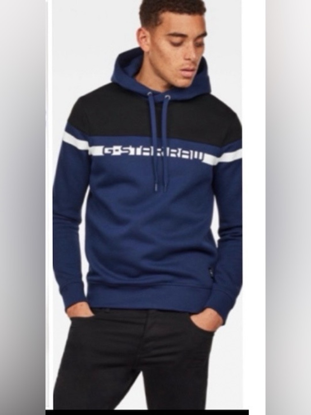 G-STAR RAW Color Block Graphic Mens Premium Core Hooded  Sweater Size S